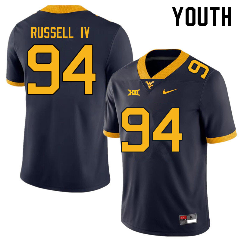 Youth #94 Hammond Russell IV West Virginia Mountaineers College Football Jerseys Sale-Navy - Click Image to Close